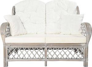 vidaXL 2-osobowa sofa, szara, rattanowa 2
