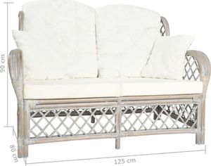 vidaXL 2-osobowa sofa, szara, rattanowa 5