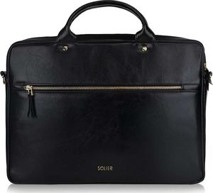 Torba Solier Gold for Women Skórzana torba na laptopa FL14 Rimini czarna 3