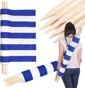 Springos Parawan plażowy 10m niebieskie pasy uniwersalny 7