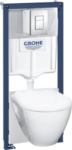 Zestaw podtynkowy Grohe WC komplektas Grohe Serel 5in1: WC potinkinis rėmas + klozetas + mygtukas + lėtai nusileidžiantis dangtis + fresh kvapų konteineris + garso izoliacinė tarpinė, 39468000 1