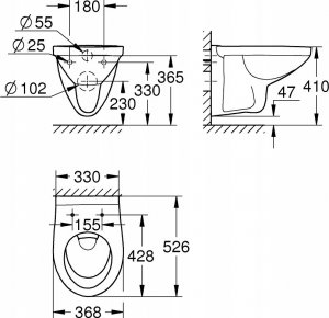 Zestaw podtynkowy Grohe WC komplektas Grohe Bau Ceramic: potinkinis rėmas + Grohe Bau + mygtukas + lėtaeigis dangtis 39499000 3