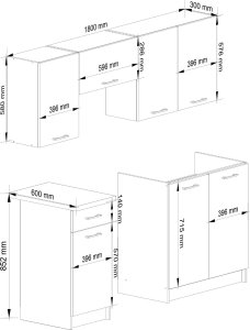 Nore Zestaw szafek kuchennych NORE Olivia 1.8, biały 13
