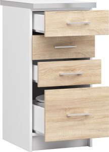 Nore Virtuvinė spintelė NORE Lima S40 su 4-iais stalčiais, baltos/ąžuolo spalvos 2