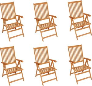 vidaXL Krzesła ogrodowe, 6 szt., zielone poduszki, drewno tekowe (3065565) 2