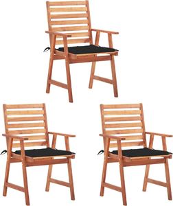 vidaXL Krzesła ogrodowe z poduszkami, 3 szt., lite drewno akacjowe (3064354) 1