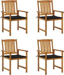 vidaXL Krzesła reżyserskie z poduszkami, 4 szt., lite drewno akacjowe (3061182) 1