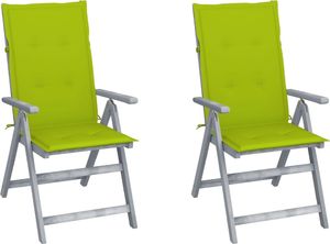 vidaXL Rozkładane krzesła ogrodowe z poduszkami, 2 szt., lita akacja (3064709) 1
