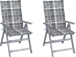 vidaXL Rozkładane krzesła ogrodowe z poduszkami, 2 szt., lita akacja (3064712) 1