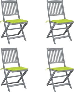 vidaXL Składane krzesła ogrodowe, 4 szt., poduszki, drewno akacjowe (3064574) 1
