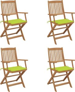 vidaXL Składane krzesła ogrodowe z poduszkami, 4 szt., drewno akacjowe (3064628) 1