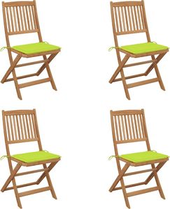 vidaXL Składane krzesła ogrodowe z poduszkami, 4 szt., drewno akacjowe (3064682) 1