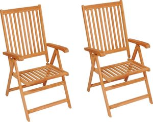 vidaXL Krzesła ogrodowe z szarymi poduszkami, 2 szt., drewno tekowe (3062377) 2