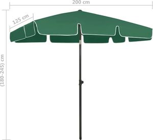 vidaXL Parasol plażowy, zielony, 200x125 cm 8