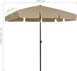 vidaXL Parasol plażowy, taupe, 200x125 cm 8
