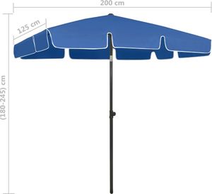 vidaXL Parasol plażowy, lazurowy, 200x125 cm 8
