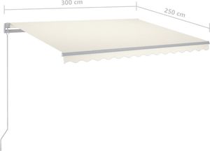 vidaXL Ręcznie zwijana markiza z LED, 300 x 250 cm, kremowa 7