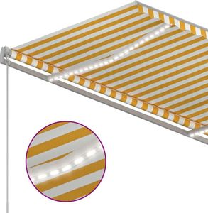 vidaXL Ręcznie zwijana markiza z LED, 300 x 250 cm, żółto-biała 5
