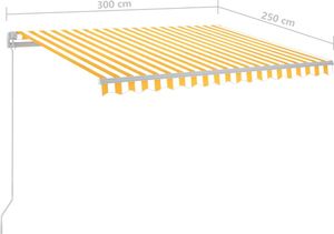 vidaXL Ręcznie zwijana markiza z LED, 300 x 250 cm, żółto-biała 7