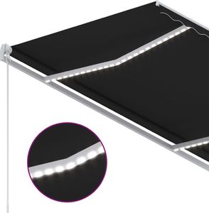 vidaXL Ręcznie zwijana markiza z LED, 300 x 250 cm, antracytowa 5