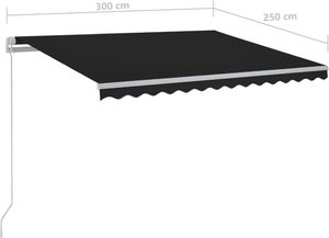 vidaXL Ręcznie zwijana markiza z LED, 300 x 250 cm, antracytowa 7