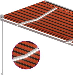 vidaXL Ręcznie zwijana markiza z LED, 300x250 cm, pomarańczowo-brązowa 5