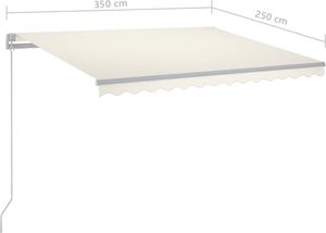 vidaXL Ręcznie zwijana markiza, 350 x 250 cm, kremowa 7