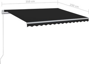 vidaXL Ręcznie zwijana markiza z LED, 350 x 250 cm, antracytowa 7