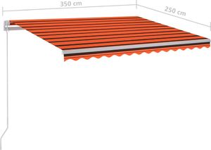 vidaXL Ręcznie zwijana markiza z LED, 350x250 cm, pomarańczowo-brązowa 7