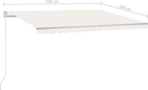 vidaXL Ręcznie zwijana markiza z LED, 400 x 300 cm, kremowa 7