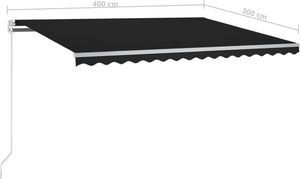 vidaXL Ręcznie zwijana markiza z LED, 400 x 300 cm, antracytowa 7