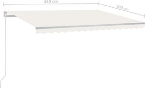 vidaXL Ręcznie zwijana markiza, 450 x 300 cm, kremowa 7