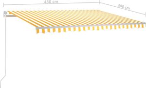 vidaXL Ręcznie zwijana markiza z LED, 450 x 300 cm, żółta-biała 7