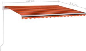 vidaXL Ręcznie zwijana markiza z LED, 450x300 cm, pomarańczowo-brązowa 7