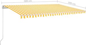 vidaXL Ręcznie zwijana markiza z LED, 500 x 300 cm, żółto-biała 7