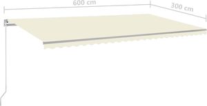 vidaXL Ręcznie zwijana markiza z LED, 600 x 300 cm, kremowa 7