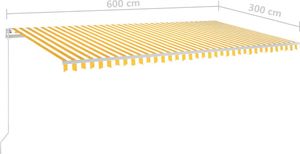 vidaXL Ręcznie zwijana markiza z LED, 600 x 300 cm, żółto-biała 7