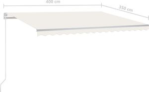 vidaXL Ręcznie zwijana markiza, 400 x 350 cm, kremowa 7