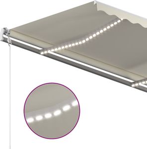 vidaXL Ręcznie zwijana markiza z LED, 450x350 cm, kremowa 5