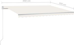 vidaXL Ręcznie zwijana markiza z LED, 450x350 cm, kremowa 7