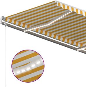 vidaXL Ręcznie zwijana markiza z LED, 450x350 cm, żółto-biała 5
