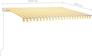 vidaXL Ręcznie zwijana markiza z LED, 450x350 cm, żółto-biała 7