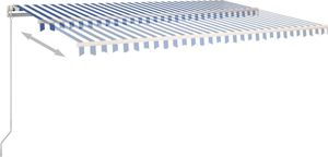 vidaXL Ręcznie zwijana markiza z LED, 500x350 cm, niebiesko-biała 3