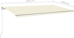 vidaXL Ręcznie zwijana markiza, 600x350 cm, kremowa 6