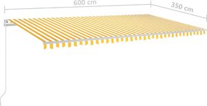 vidaXL Ręcznie zwijana markiza, 600x350 cm, żółto-biała 6