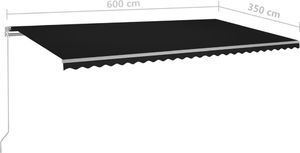 vidaXL Ręcznie zwijana markiza, 600x350 cm, antracytowa 6