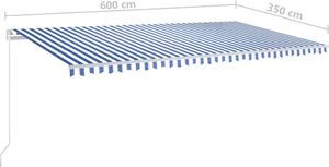 vidaXL Ręcznie zwijana markiza z LED, 600x350 cm, niebiesko-biała 6