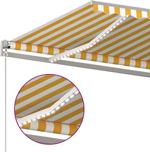 vidaXL Ręcznie zwijana markiza z LED, 600x350 cm, żółto-biała 5