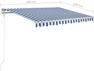 vidaXL Automatycznie zwijana markiza, 300 x 250 cm, niebiesko-biała 8