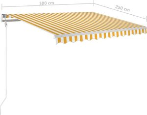 vidaXL Automatycznie zwijana markiza, 300 x 250 cm, żółto-biała 8